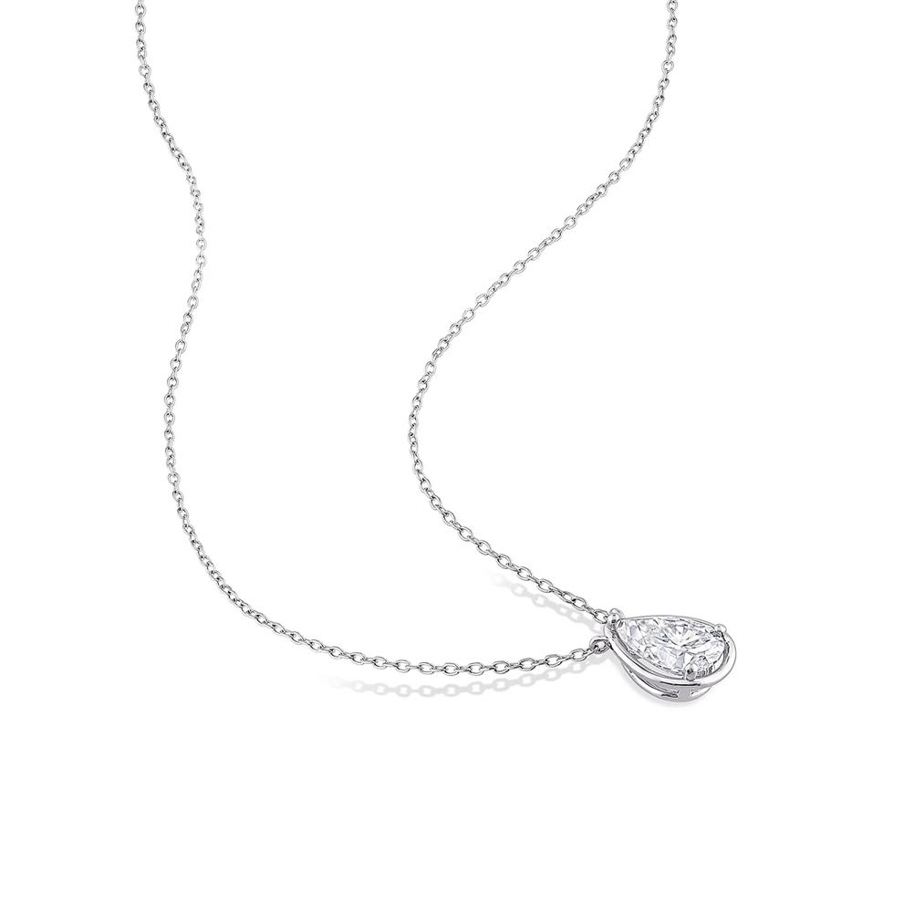Pear-Shaped Moissanite Pendant in Sterling Silver (2 ct. dew) – Image 2 of 4
