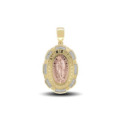 Men's Diamond Lady of Gaudalupe Charm in 10K Yellow & Rose Gold (1/8 ct. tw.)