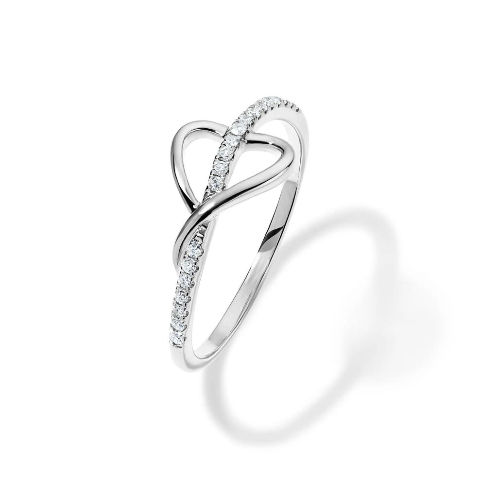 Diamond Sideways Heart Ring in 10K White Gold (1/8 ct. tw.) – Image 4 of 4