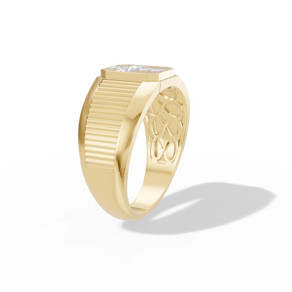 Men's Lab Grown Diamond Cross Ring in 10K Yellow Gold (1/7 ct. tw.) – Image 3 of 4
