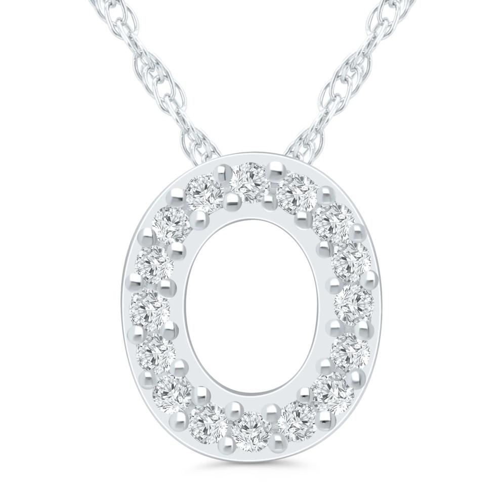 Diamond Accent Initial O Pendant in 10K White Gold – Image 1 of 3
