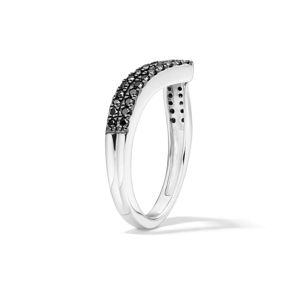 1/3 ct. tw. Black Diamond Chevron Ring in Sterling Silver – Image 3 of 5
