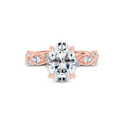 Lab Grown Diamond Oval Twist-Shank Engagement Ring in 14K Rose Gold (3 3/8 ct. tw.)