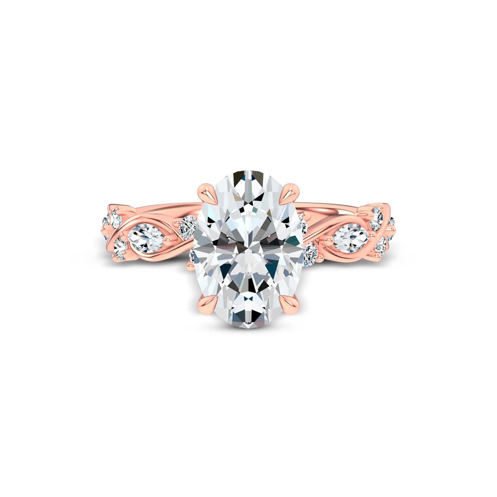 Lab Grown Diamond Oval Twist-Shank Engagement Ring in 14K Rose Gold (3 3/8 ct. tw.) – Image 1 of 4