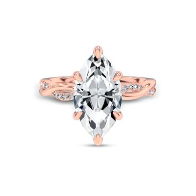 Lab Grown Diamond Marquise Center Twist Shank Engagement Ring in 14K Rose Gold (3 ct. tw.)