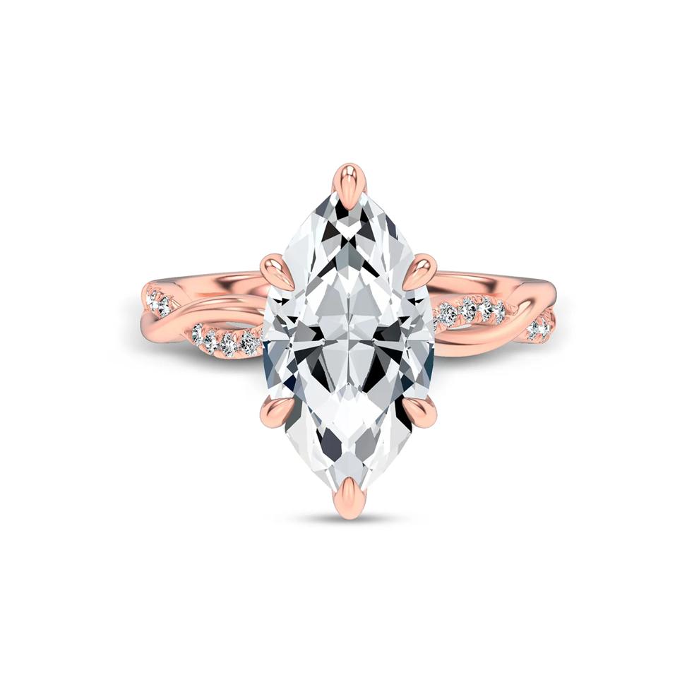 Lab Grown Diamond Marquise Center Twist Shank Engagement Ring in 14K Rose Gold (3 ct. tw.) – Image 1 of 4