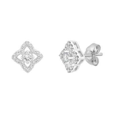Diamond Clover Stud Earrings in 10K White Gold (1/4 ct. tw.)