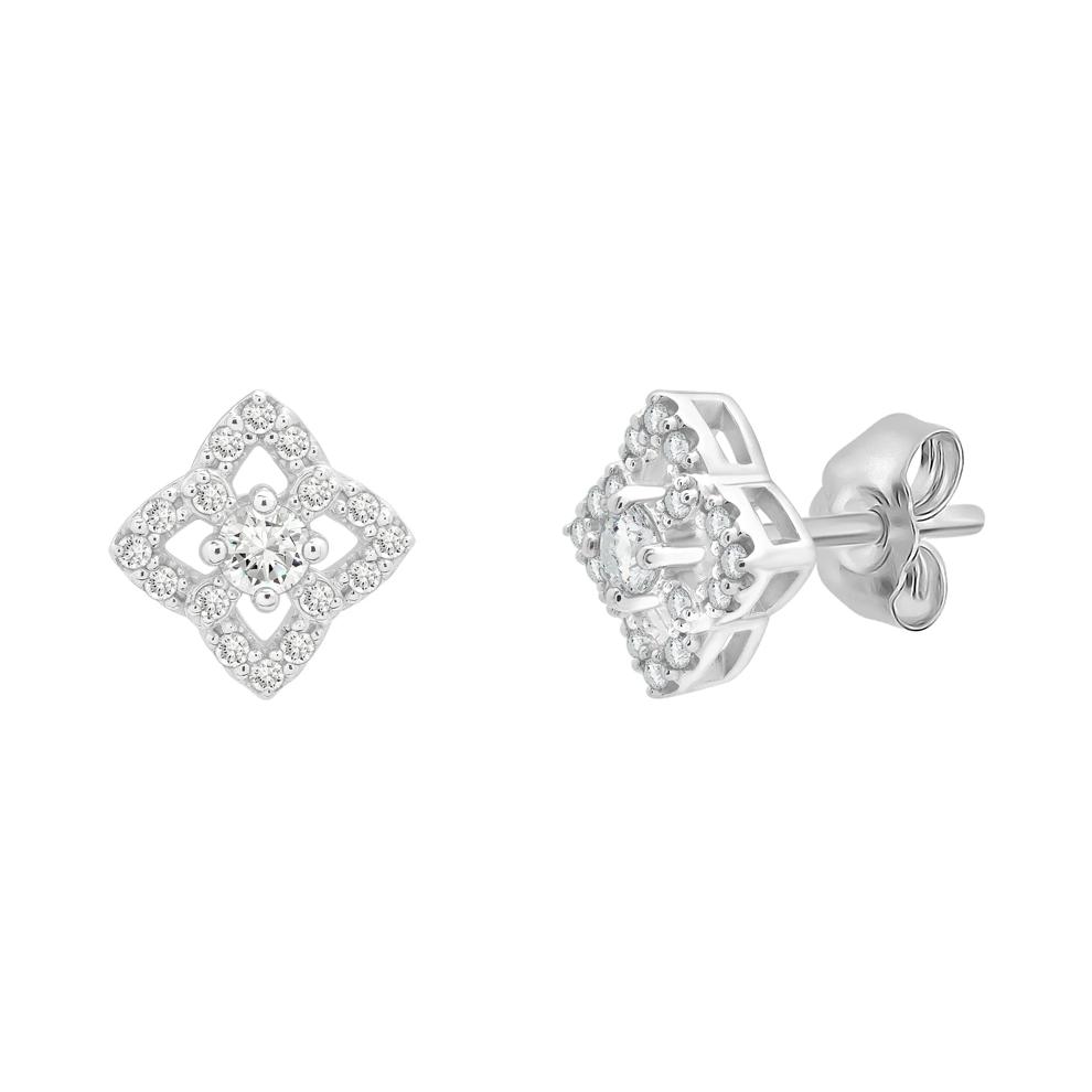 Diamond Clover Stud Earrings in 10K White Gold (1/4 ct. tw.) – Image 1 of 1