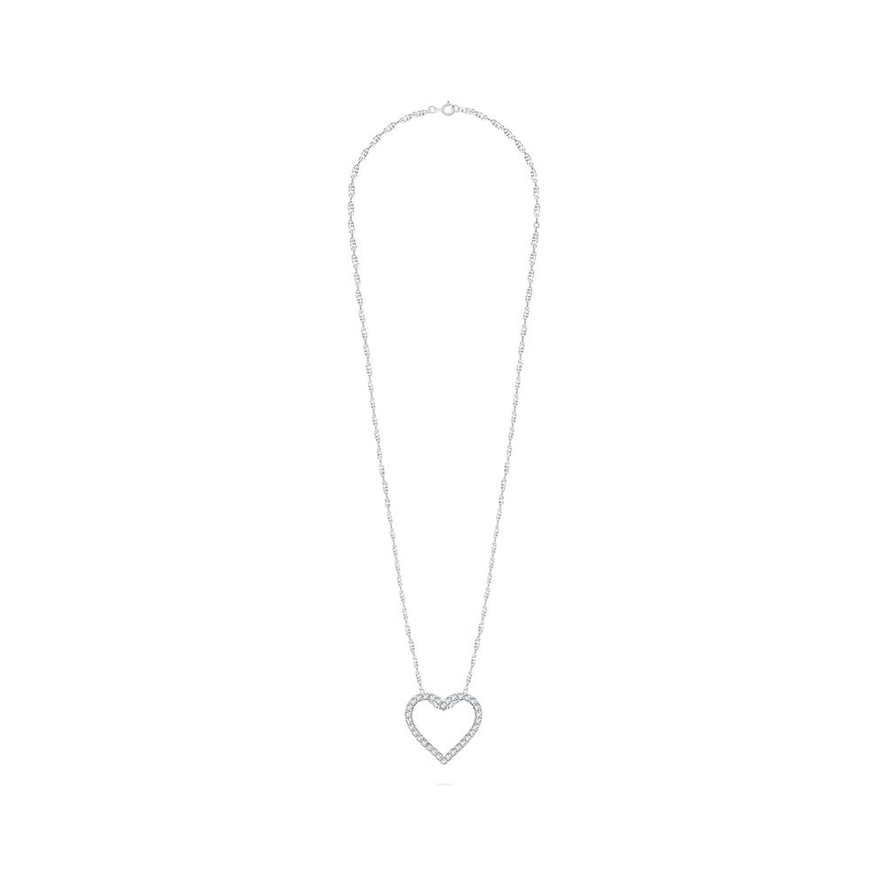 Diamond Heart Pendant Necklace in 10K White Gold (1/10 ct. tw.) – Image 2 of 4