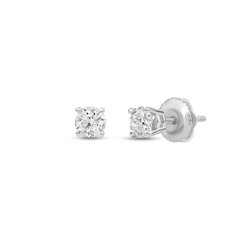 Lab Grown Diamond Round Solitaire Stud Earrings in 14K White Gold (1/2 ct. tw.)  – Image 1 of 3