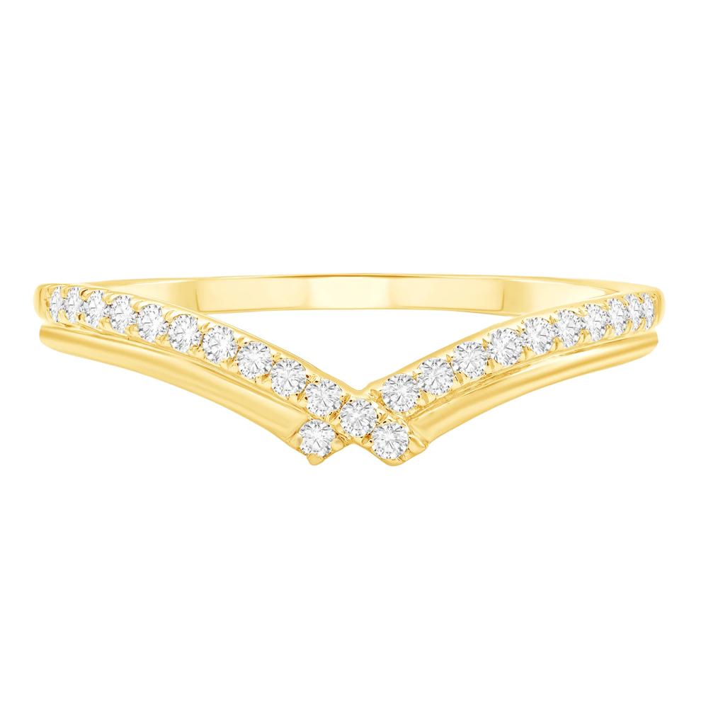 Diamond Contour Band in 10K Yellow Gold (1/7 ct. tw.)  – Image 1 of 3
