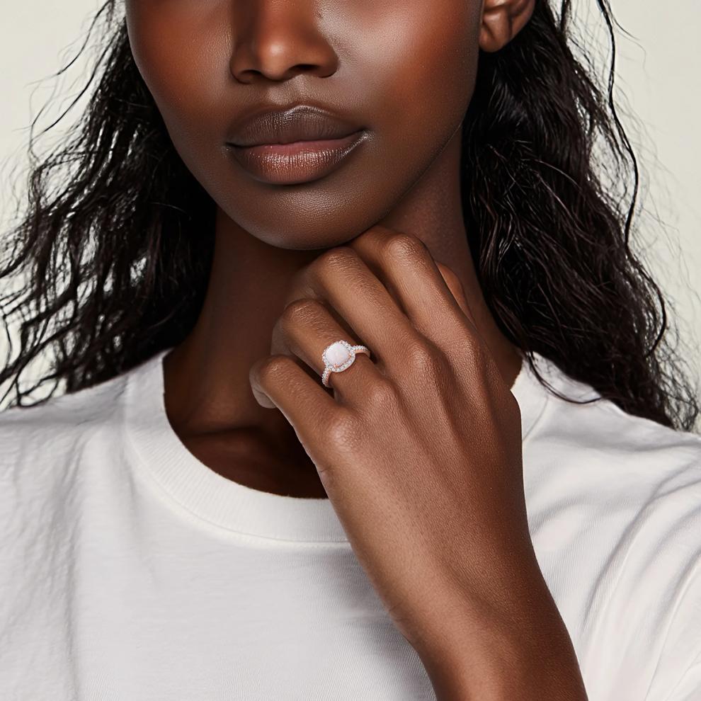 Opal &amp; White Topaz Ring in 10K Rose Gold – Image 6 of 6