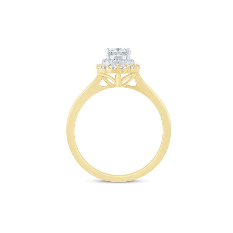 Pear-Shaped Double Halo Engagement Ring in 14K Yellow Gold &#40;3/4 ct. tw.&#41; – Image 2 of 3