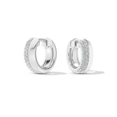 Diamond Knife Edge Pavé Hoop Earrings in 10K Gold
