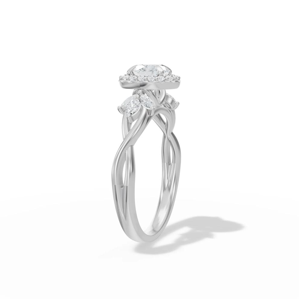 Diamond Oval Center Halo Engagement Ring in 14K White Gold (7/8 ct. tw.) – Image 3 of 4