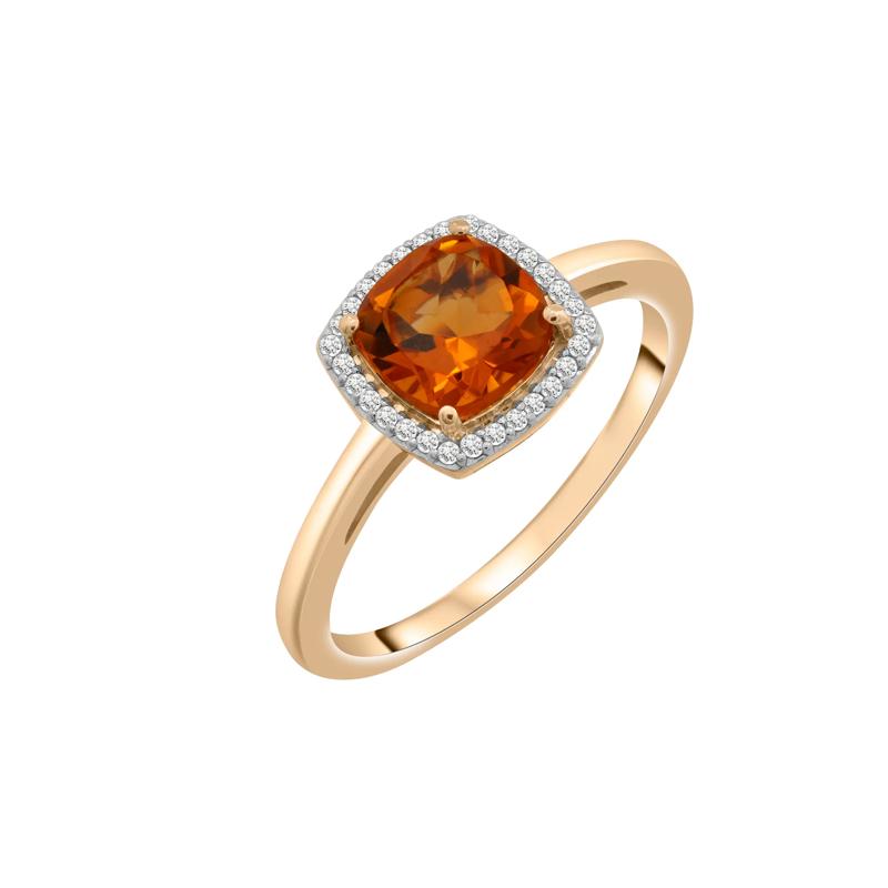 Citrine and Diamond Halo Ring in 10K Yellow Gold &#40;1/10 ct. tw.&#41; – Image 5 of 5