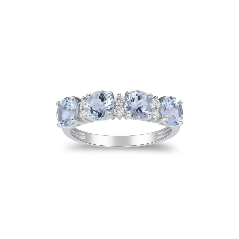 Aquamarine &amp; Diamond Ring in 10K White Gold (1/10 ct. tw.) – Image 1 of 5
