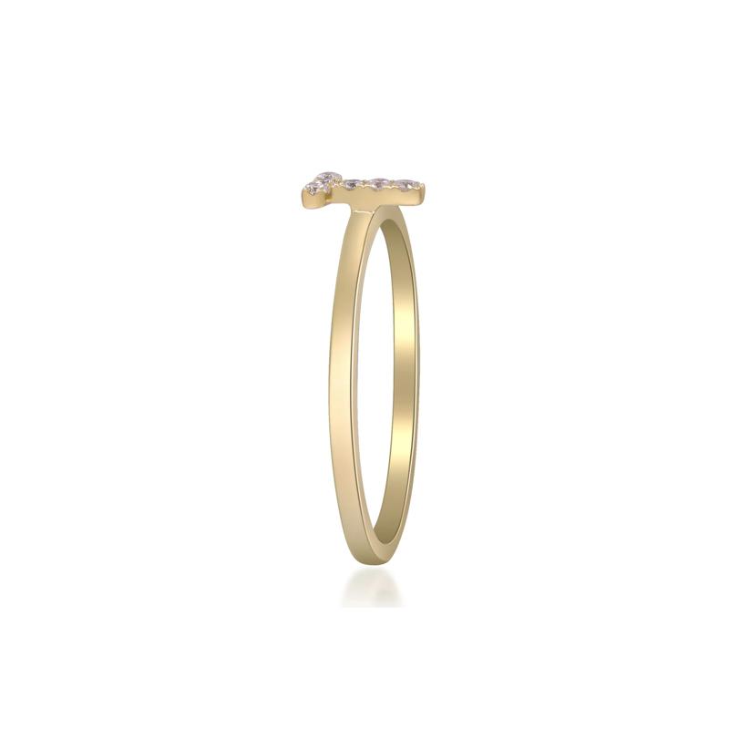 Diamond Accent &quot;T&quot; Initial Ring in 10K Yellow Gold – Image 3 of 5