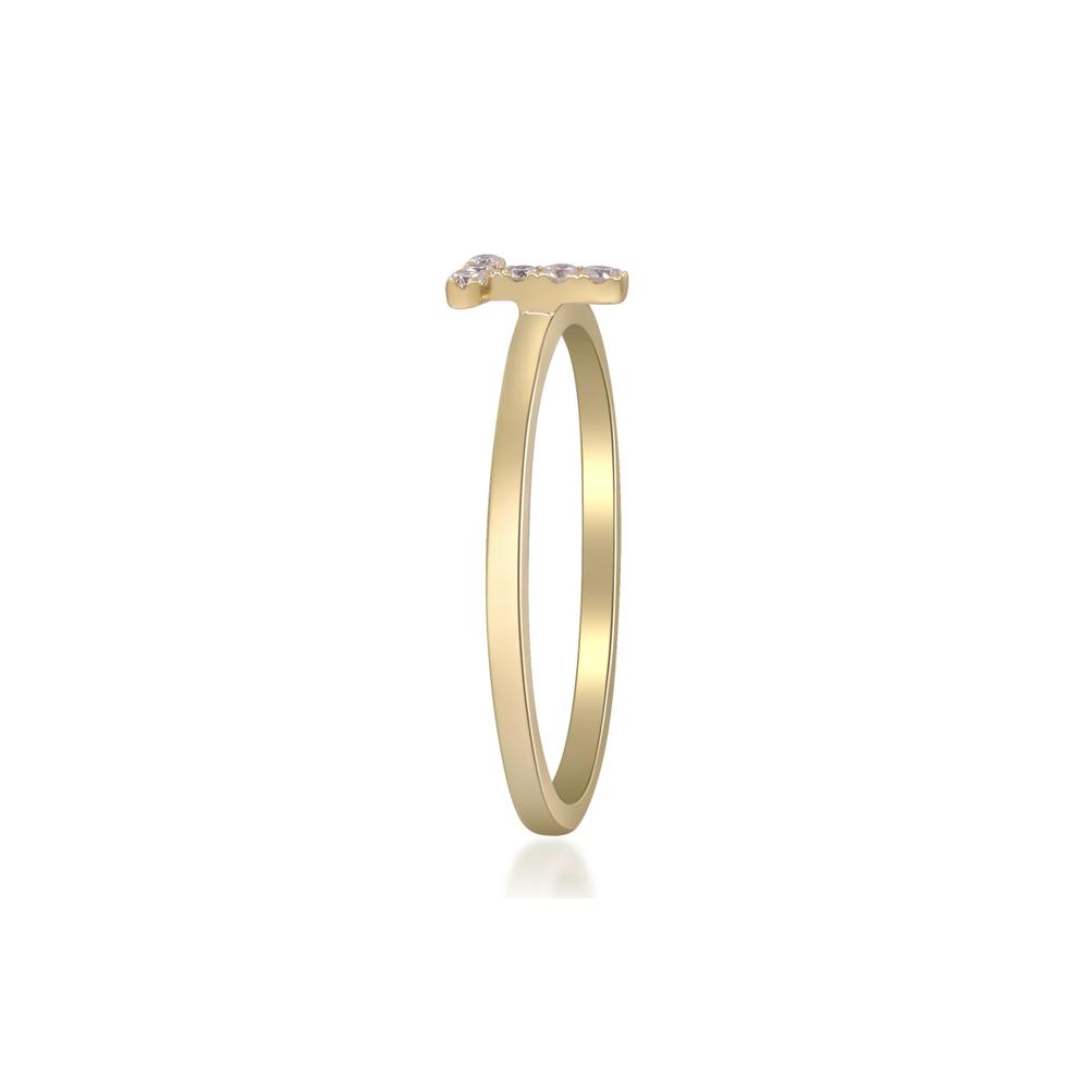 Diamond Accent "T" Initial Ring in 10K Yellow Gold – Image 3 of 5