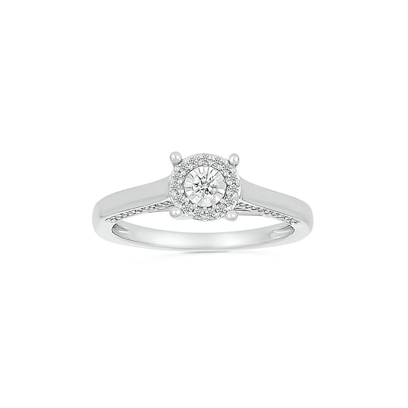 Diamond Halo Promise Ring in Sterling Silver &#40;1/4 ct. tw.&#41; – Image 1 of 5