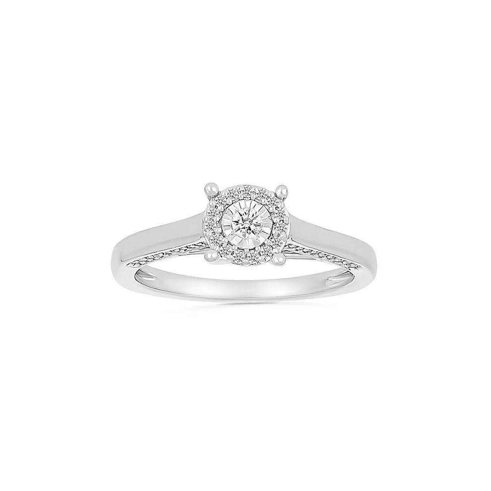 Diamond Halo Promise Ring in Sterling Silver (1/4 ct. tw.) – Image 1 of 5