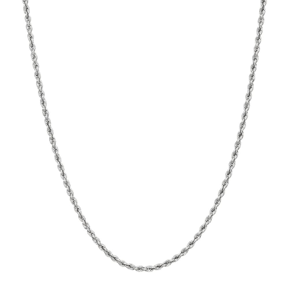 Heavy Hollow Glitter Rope Chain Necklace in 10K White Gold, 20" – Image 1 of 3