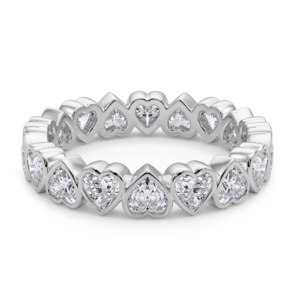 Lab Grown Diamond Heart Bezel Eternity Band in 14K White Gold (2 ct. tw.) – Image 4 of 5