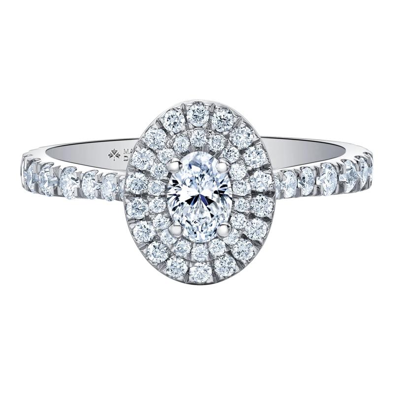 Oval-Shaped Double Halo Diamond Engagement Ring in 14K White Gold &#40;1 ct. tw.&#41; – Image 1 of 7