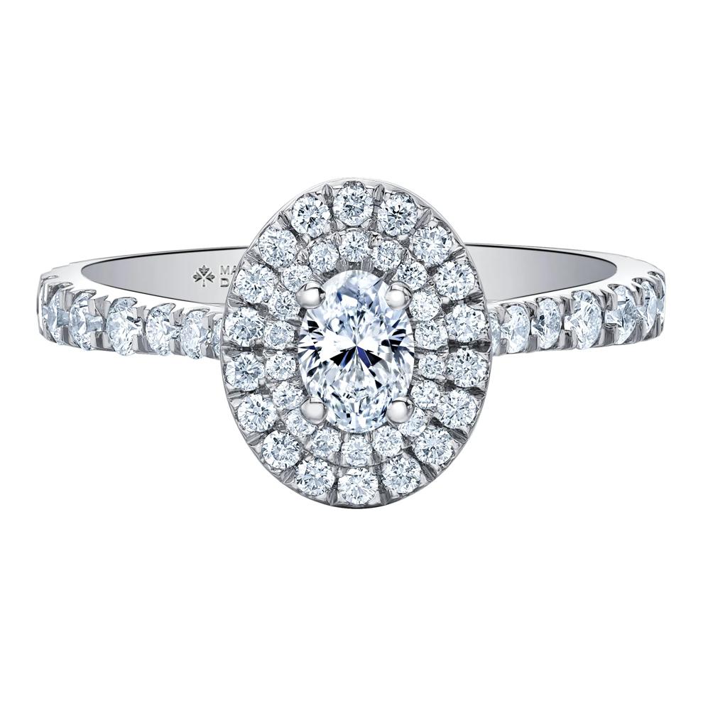 Oval-Shaped Double Halo Diamond Engagement Ring in 14K White Gold (1 ct. tw.) – Image 1 of 7