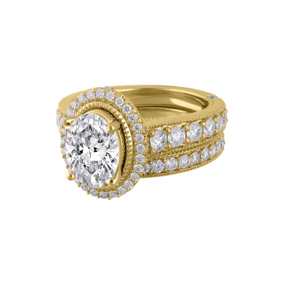 Fran Lab Grown Diamond Oval-Shaped Halo Bridal Set in 14K Yellow Gold (3 1/2 ct. tw.) – Image 4 of 7