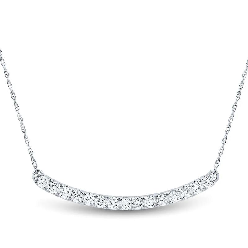 3/8 ct. tw. Lab Grown Diamond Bar Necklace in 14K White Gold – Image 1 of 1