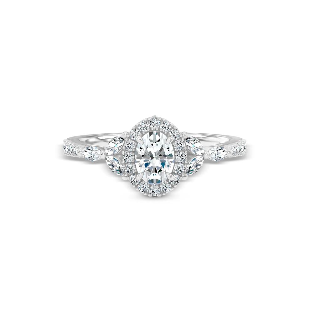 Diamond Oval Halo Engagement Ring in 14K White Gold (1 ct. tw.) – Image 1 of 4