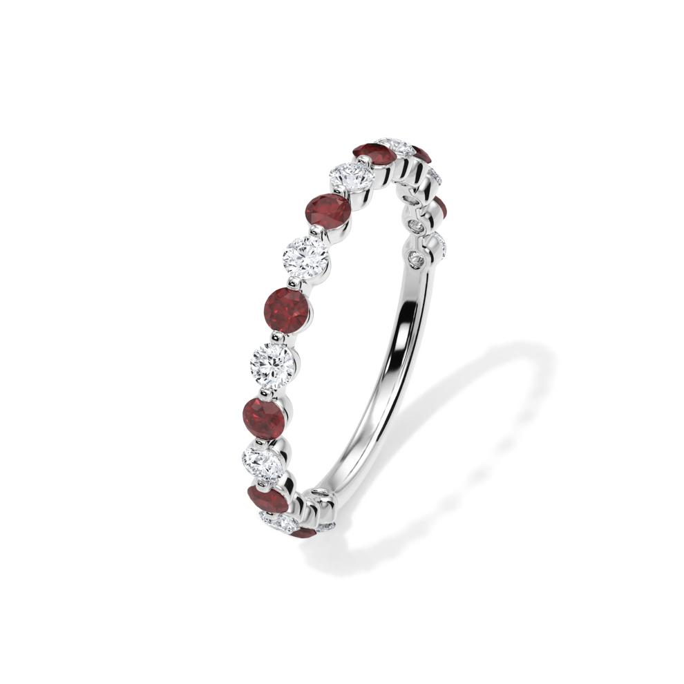 Lab Grown Diamond  &amp; Lab-Created Ruby Half Eternity Anniversary Band in 14K White Gold (1/3 ct. tw.) – Image 4 of 4