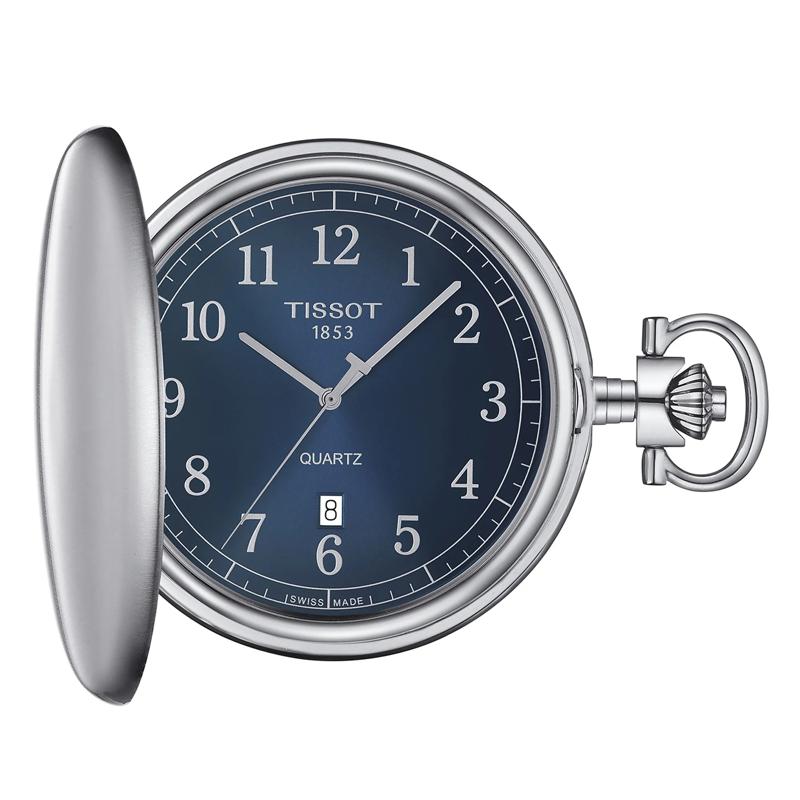 Savonnette Men&#39;s Pocket Watch in Stainless Steel with Blue Gradient Dial, 49MM – Image 1 of 5