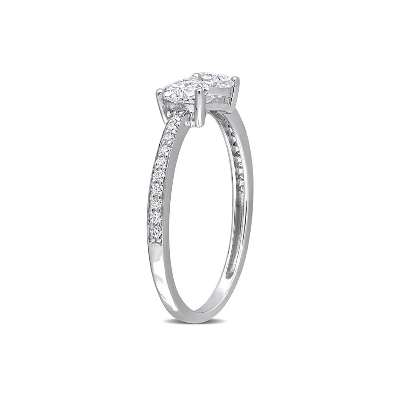 Heart-Shaped Moissanite Stacking Ring with Bow Design in Sterling Silver &#40;3/5 ct. dew&#41; – Image 3 of 5