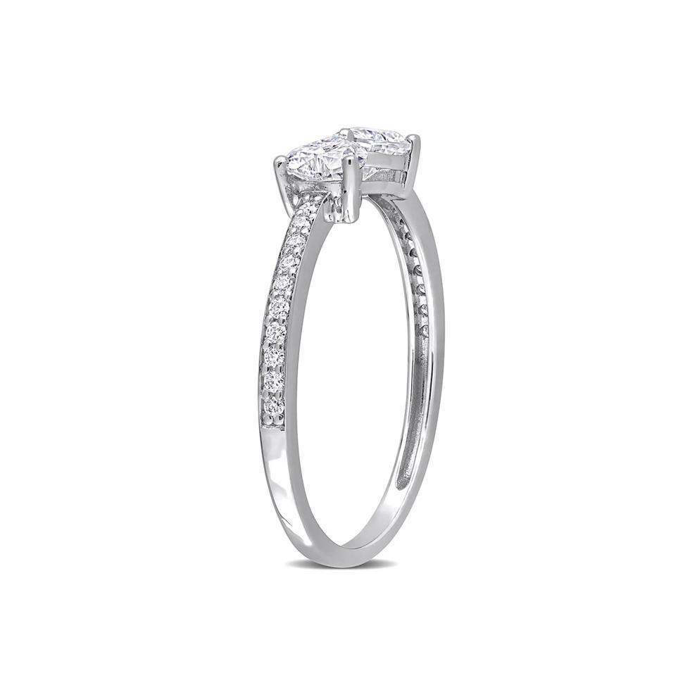 Heart-Shaped Moissanite Stacking Ring with Bow Design in Sterling Silver (3/5 ct. dew) – Image 3 of 5