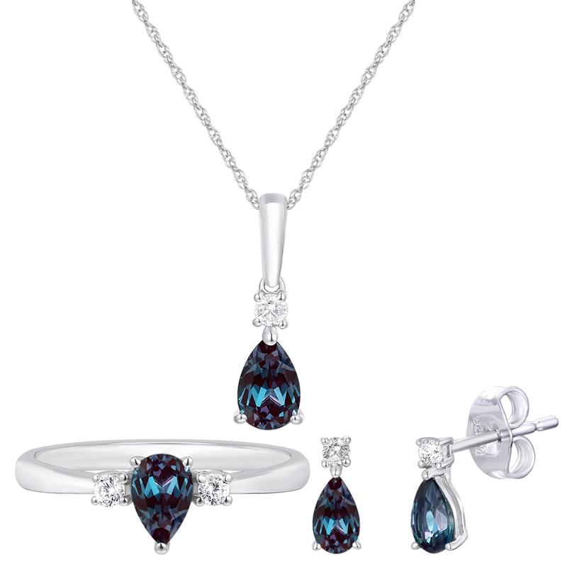 Lab-Created Alexandrite &amp; Lab-Created White Sapphire Box Set in Sterling Silver – Image 1 of 8