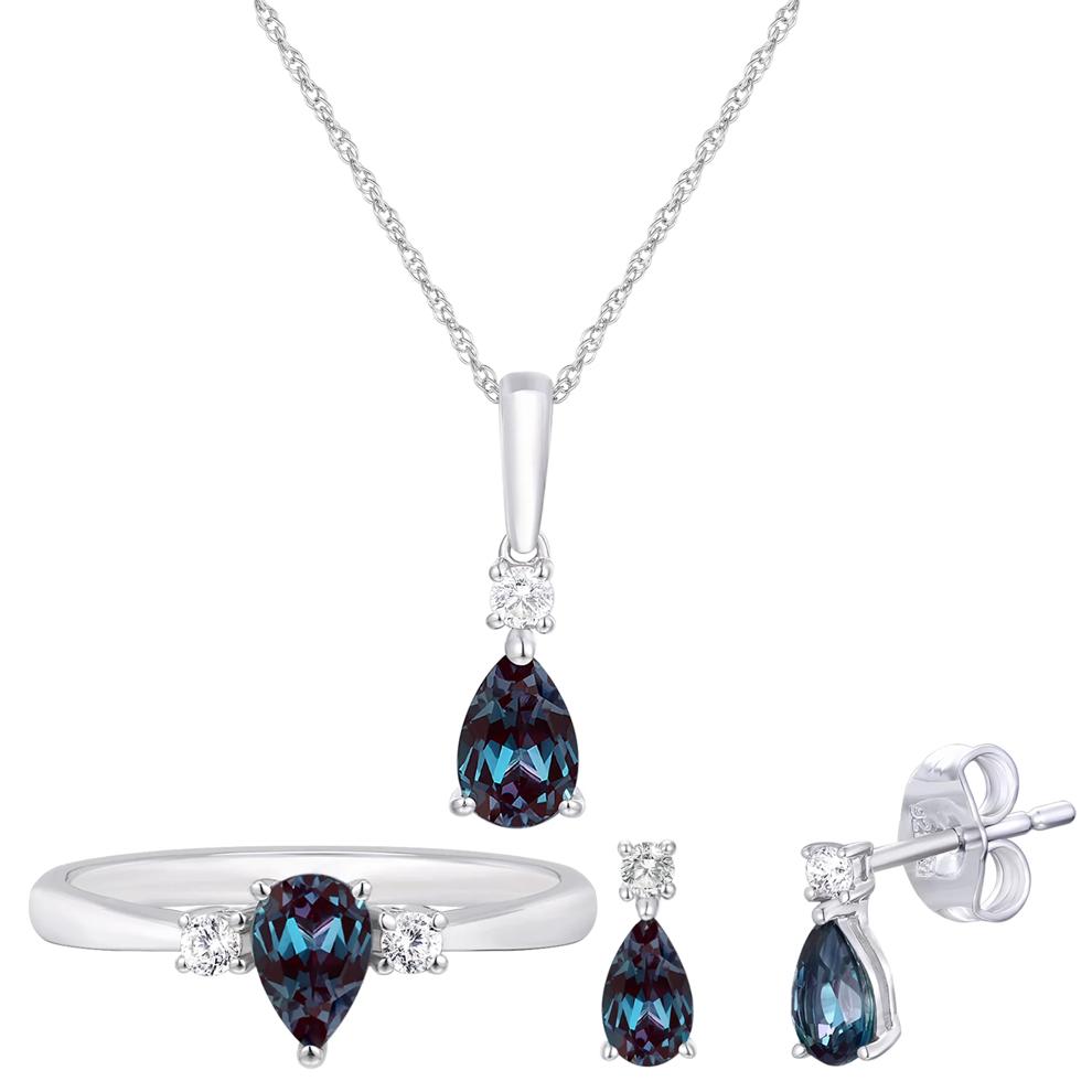 Lab-Created Alexandrite &amp; Lab-Created White Sapphire Box Set in Sterling Silver – Image 1 of 8