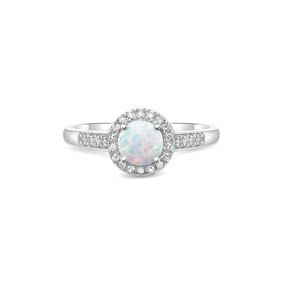 Lab Created Opal &amp; 1/8 ct. tw. Diamond Ring in Sterling Silver  – Image 1 of 3