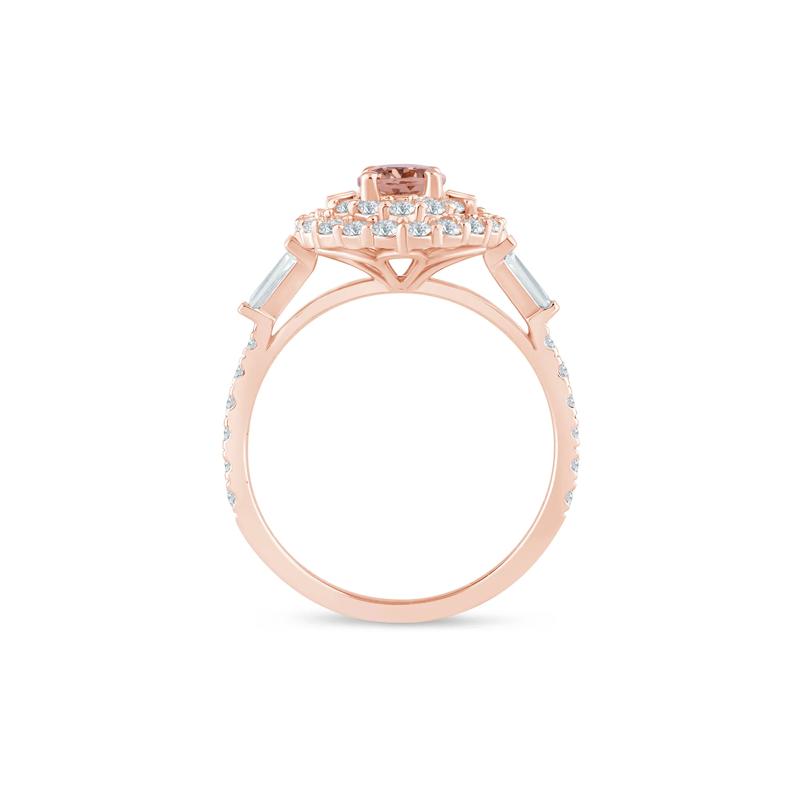 Morganite and Diamond Oval Ring in 14K Rose Gold &#40;7/8 ct. tw.&#41; – Image 2 of 3