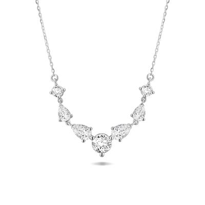 Lab Grown Diamond Graduated Frontal Pendant Necklace in 14K White Gold (1 1/2 ct. tw.)