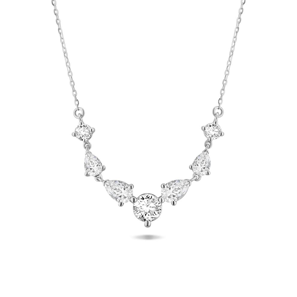 Lab Grown Diamond Graduated Frontal Pendant Necklace in 14K White Gold (1 1/2 ct. tw.) – Image 1 of 4