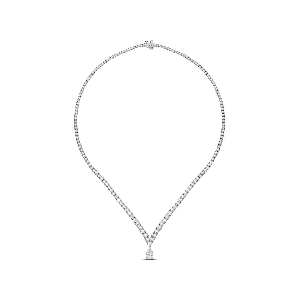Lab Grown Diamond Pear-Shaped Drop Tennis Necklace in 14K White Gold (20 ct. tw.) – Image 2 of 3