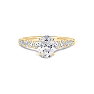Lab Grown Diamond Oval Center Engagement Ring in 14K Yellow Gold (1 1/2 ct. tw.)