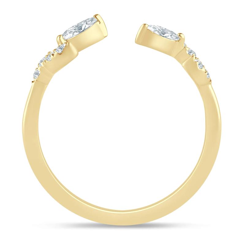 Lab Grown Diamond Floral Open Anniversary Band in 14K Yellow Gold (1/5 ct. tw.) – Image 2 of 3