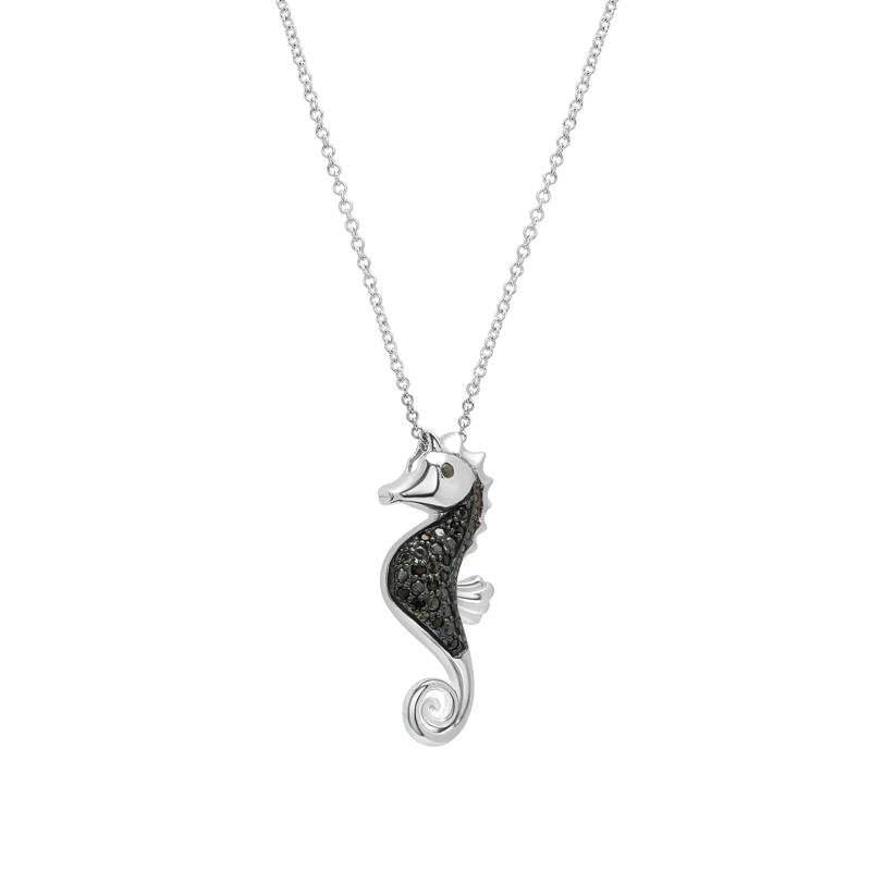 Black Diamond Seahorse Pendant in Sterling Silver &#40;1/10 ct. tw.&#41; – Image 4 of 4