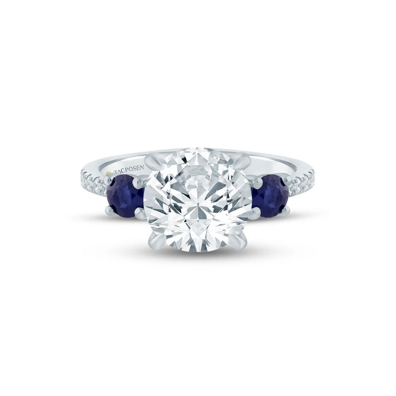 Lab Grown Diamond and Blue Sapphire Engagement Ring in 14K White and Yellow Gold &#40;3 1/7 ct. tw.&#41; – Image 1 of 3