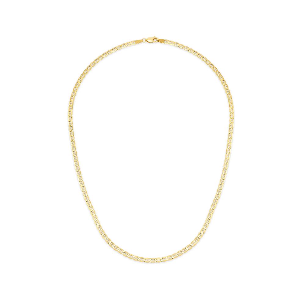 Hollow Beveled Mariner Chain in 14K Yellow Gold, 3.4mm, 18" – Image 3 of 4