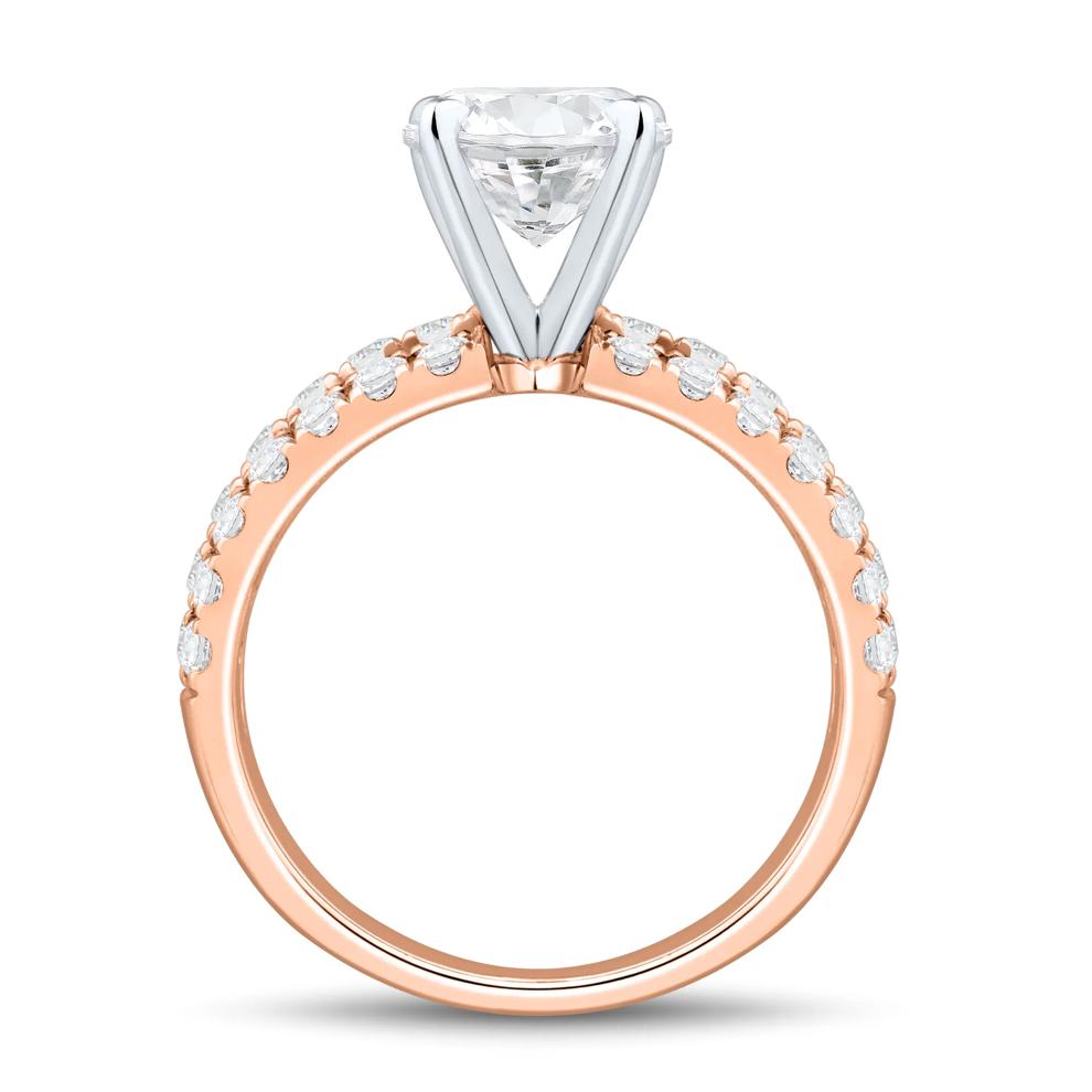 Lab Grown Diamond Triple Row Semi-Mount Engagement Ring in 14K Rose &amp; White Gold (1 1/4 ct. tw.) (Setting Only) – Image 6 of 6