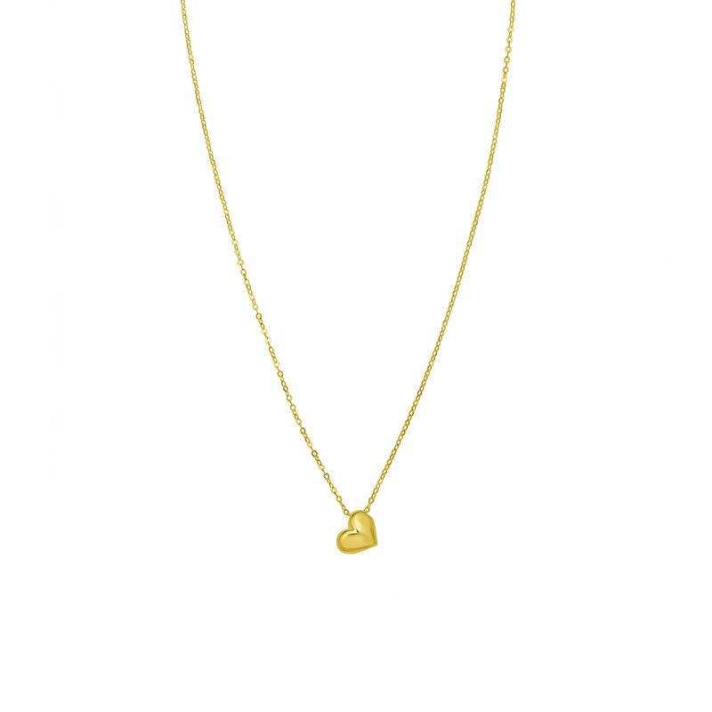 Mini Puffed Heart Pendant Necklace in 14K Yellow Gold – Image 1 of 3